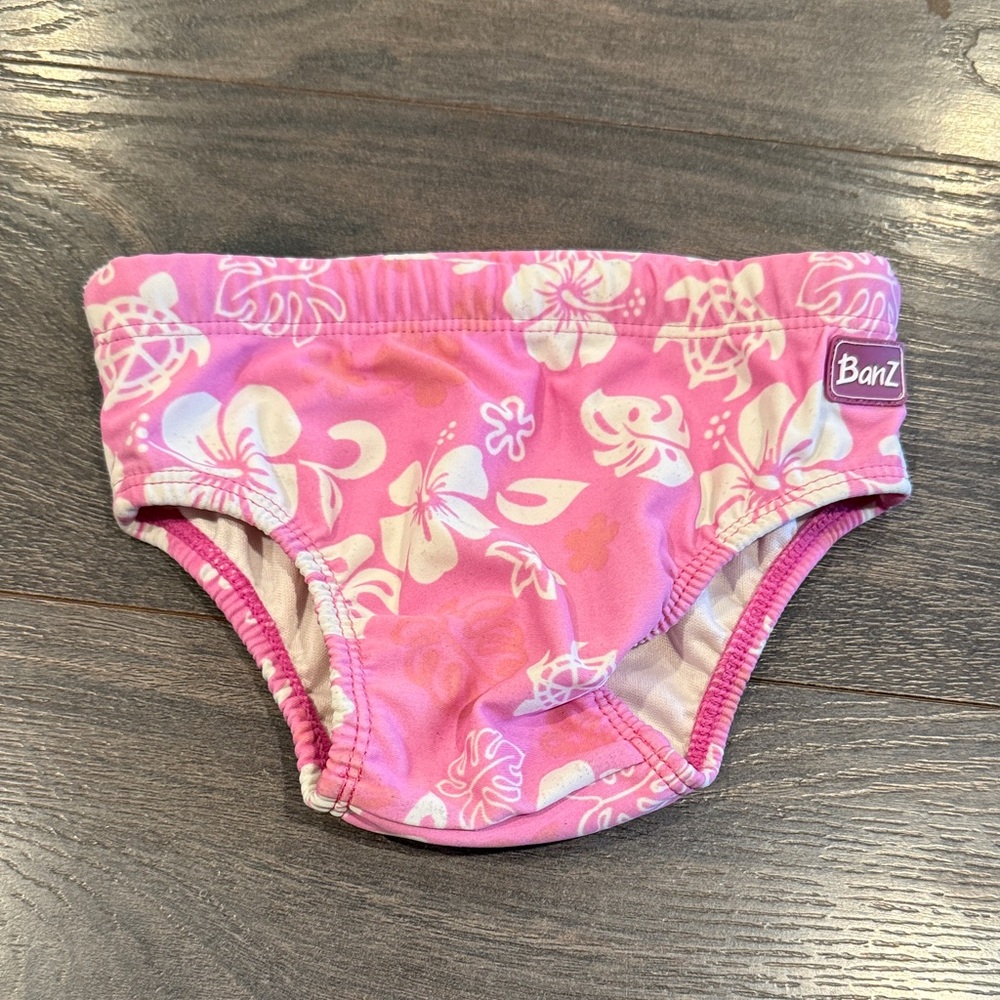 BanZ Pink Floral Swim Diaper size 6-12 months 9:10